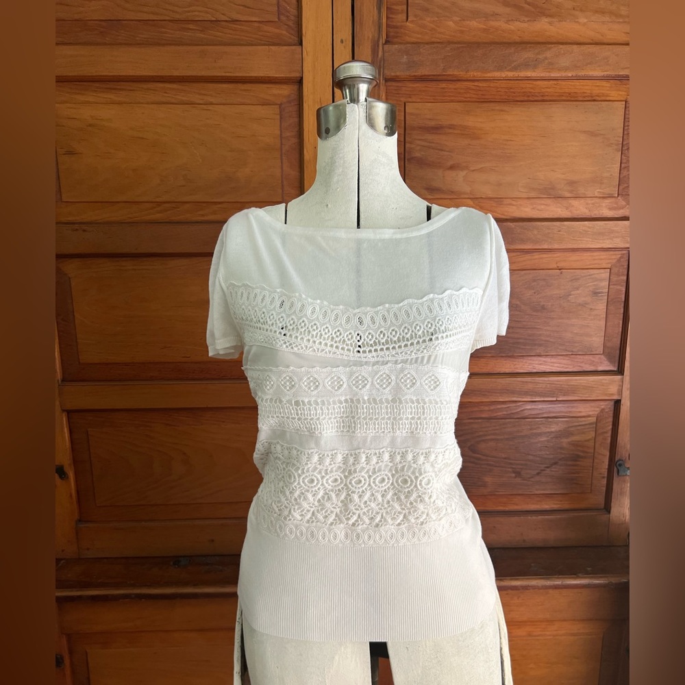 White House Black Market Knit Lace Top